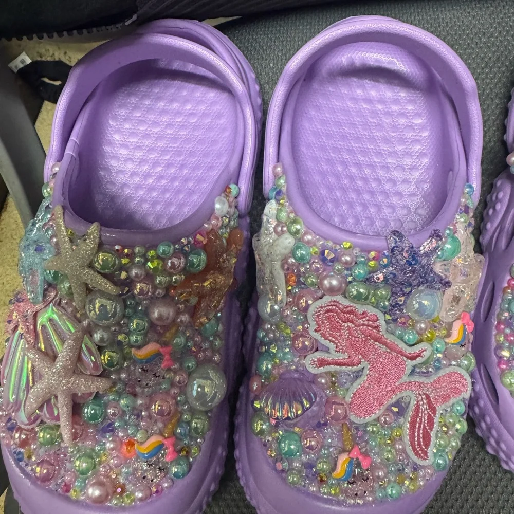 Purple Kids Shoes with Mermaid Design - Picture 1 of 1